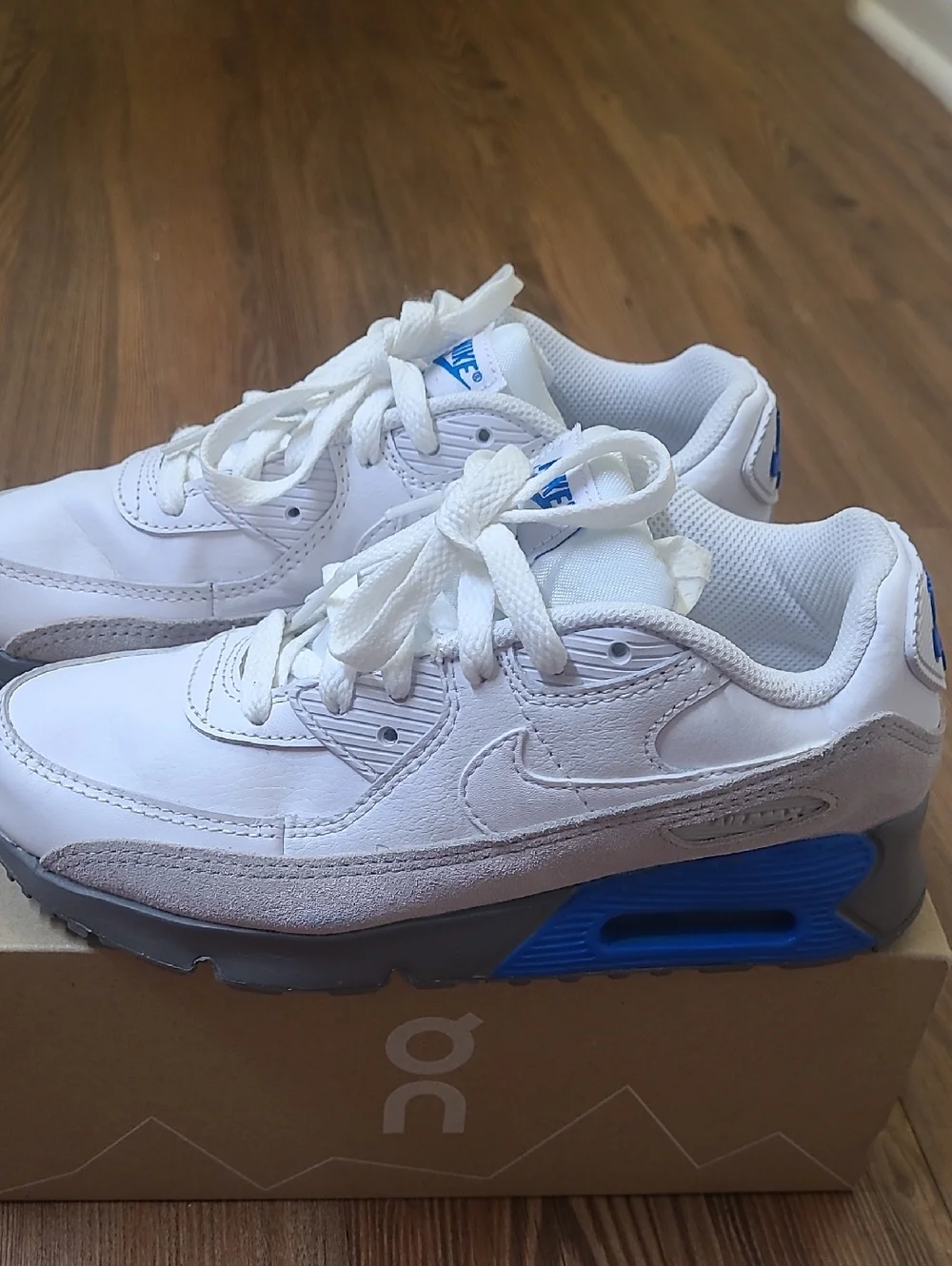 Nike Kids White and Blue Low-Top Sneakers‎